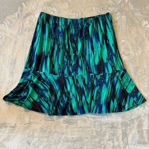 Cato Jungle Abstract Colorful Watercolor A-Line Stretch Skirt Sz 14/16W